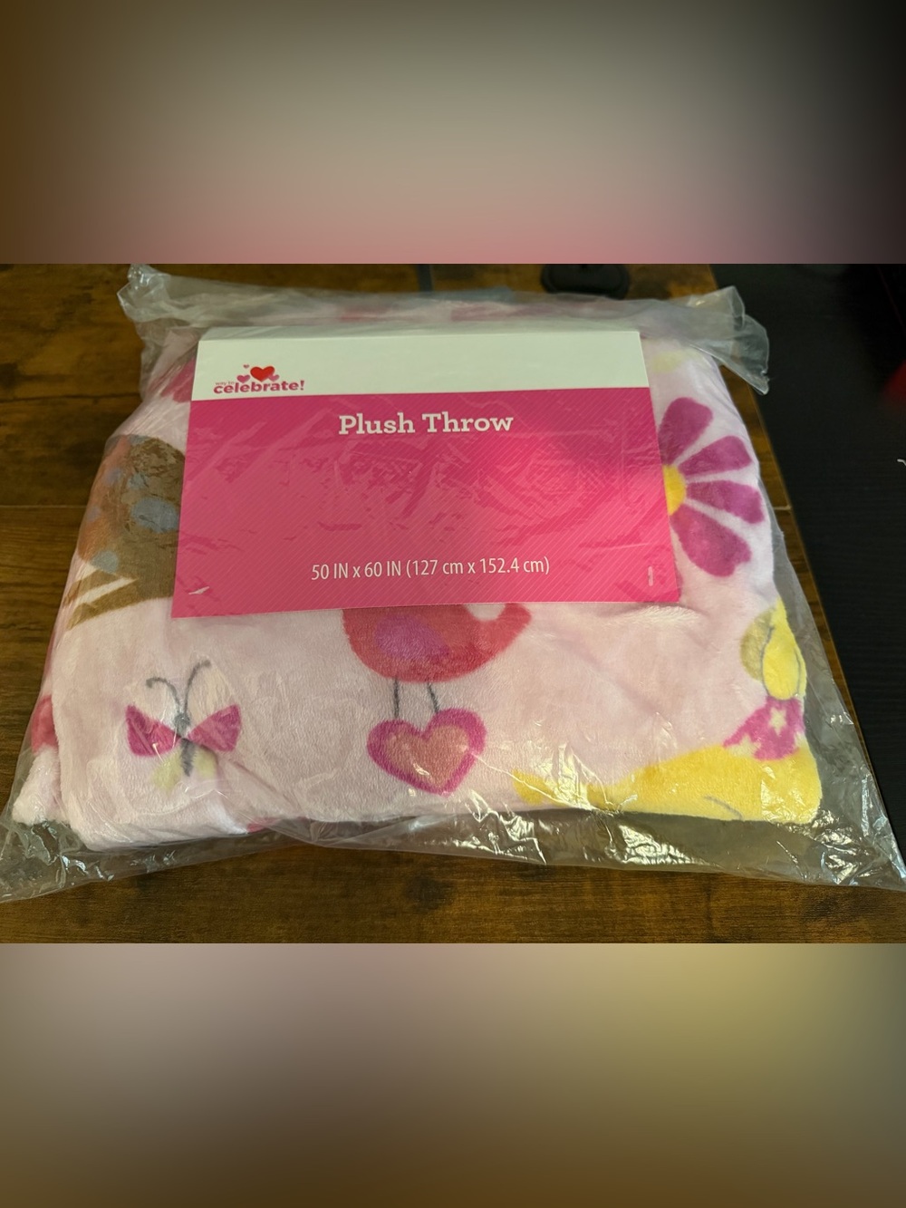 Celebrate! Plush Throw - Pink Floral, dogs, & Heart Design